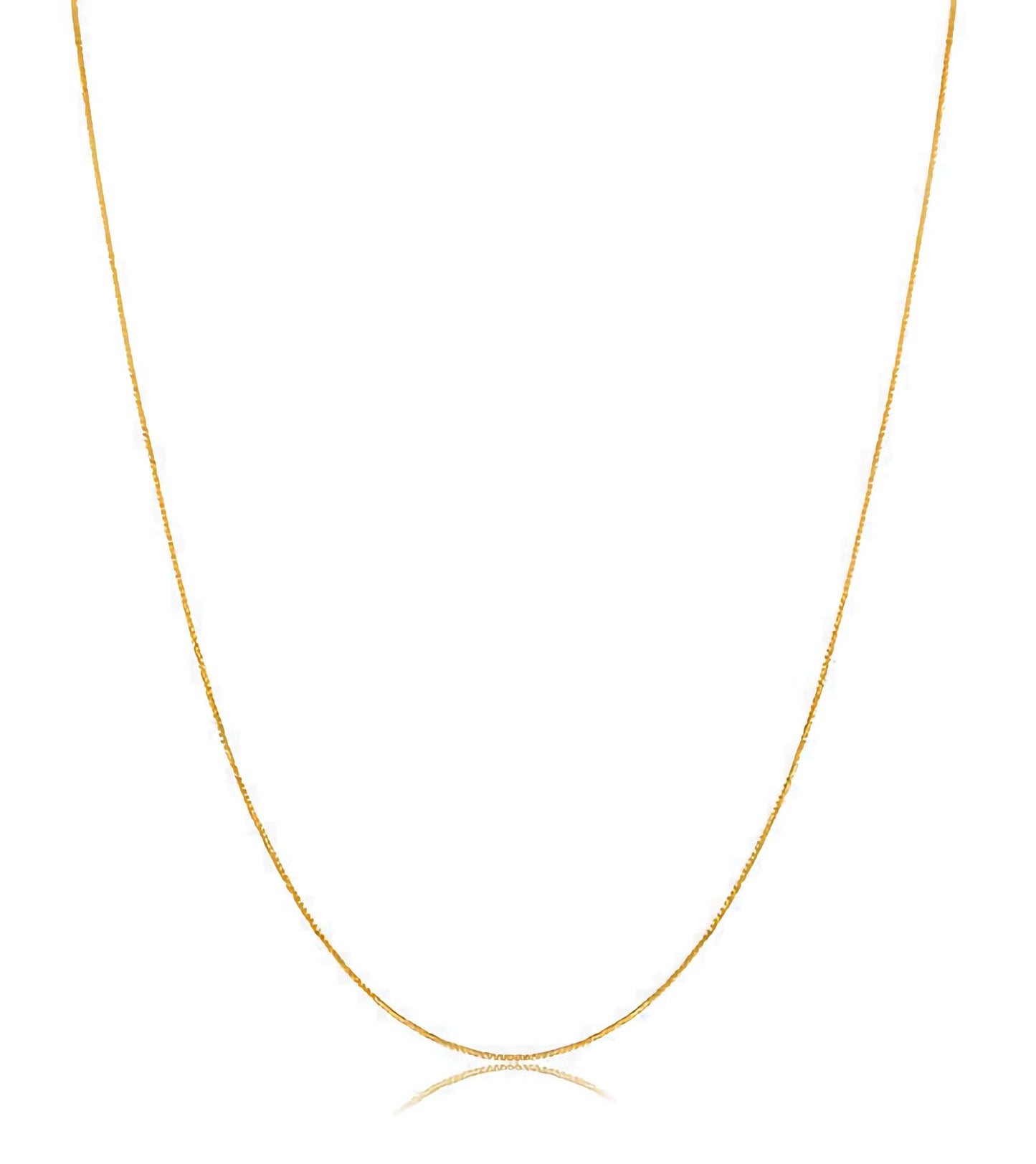 18K Solid Yellow Gold Venetian Box Chain Necklace 45cm Fine Gold Chain for Women or Teens