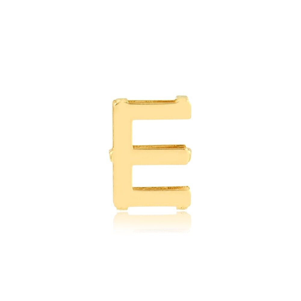 Letter E charm 18k Solid Yellow Gold pendant