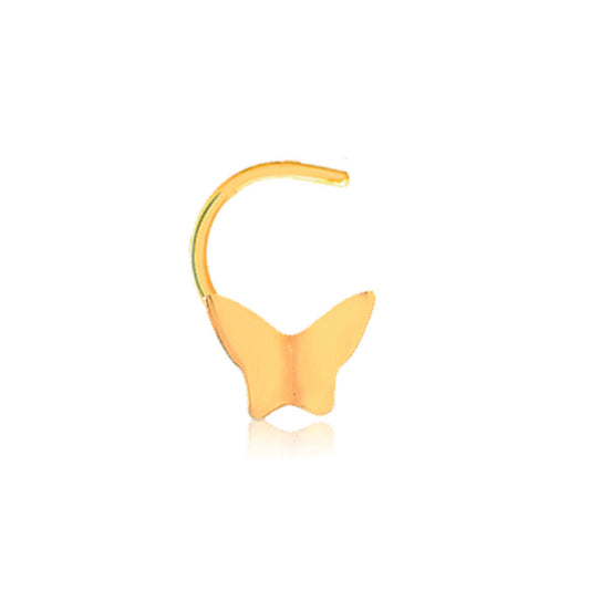 18k Solid Gold Nose Stud Screw L Shaped Butterfly Piercing for Teens and Women