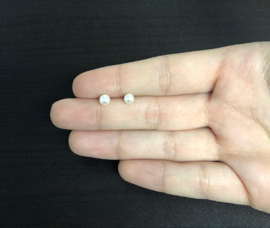 18k Solid Yellow Gold Freshwater Pearl 4.5 mm Push Backs Stud Earrings Children