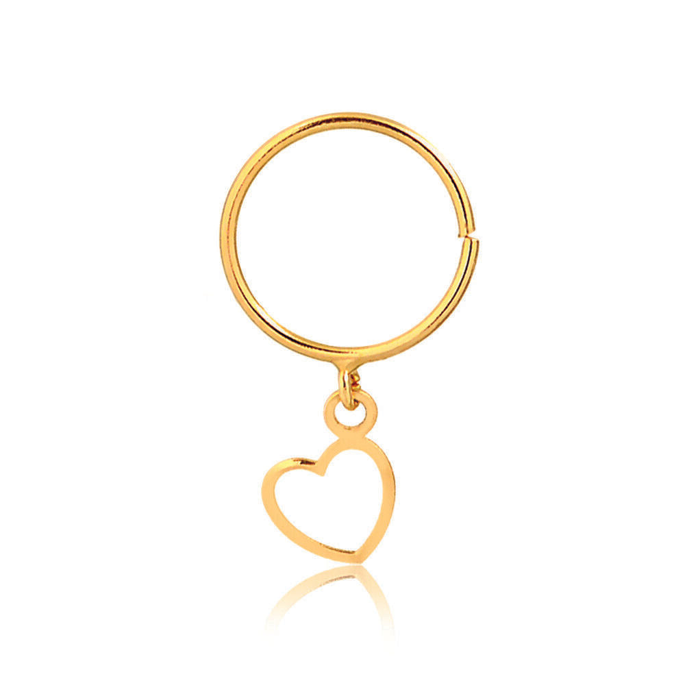 Piercing 18k Solid Gold Drop Dangle Heart Cartilage Hoop Ring Ear for Teen Women