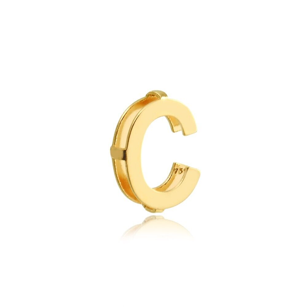 Letter C charm 18k Solid Yellow Gold pendant