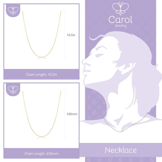 Classic 18k Solid Gold Box Chain Necklace (43cm) | Durable & Dainty