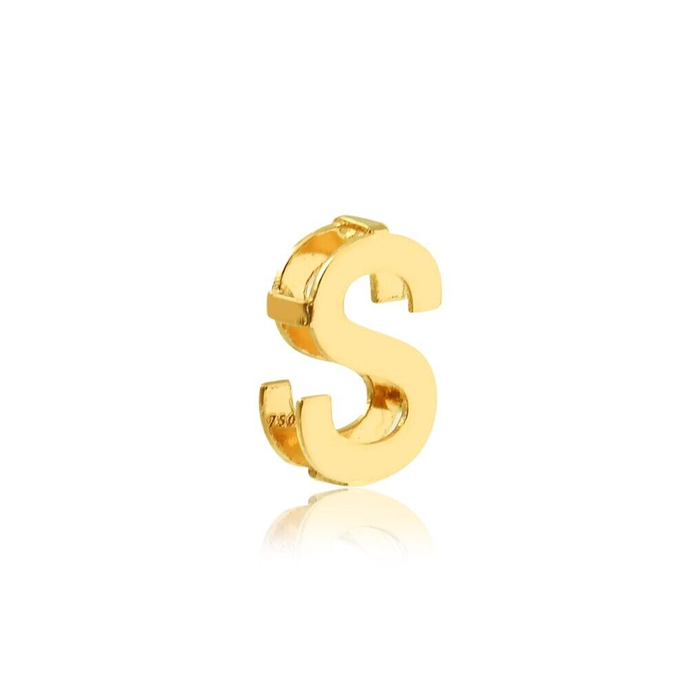 Letter S charm 18k Solid Yellow Gold pendant