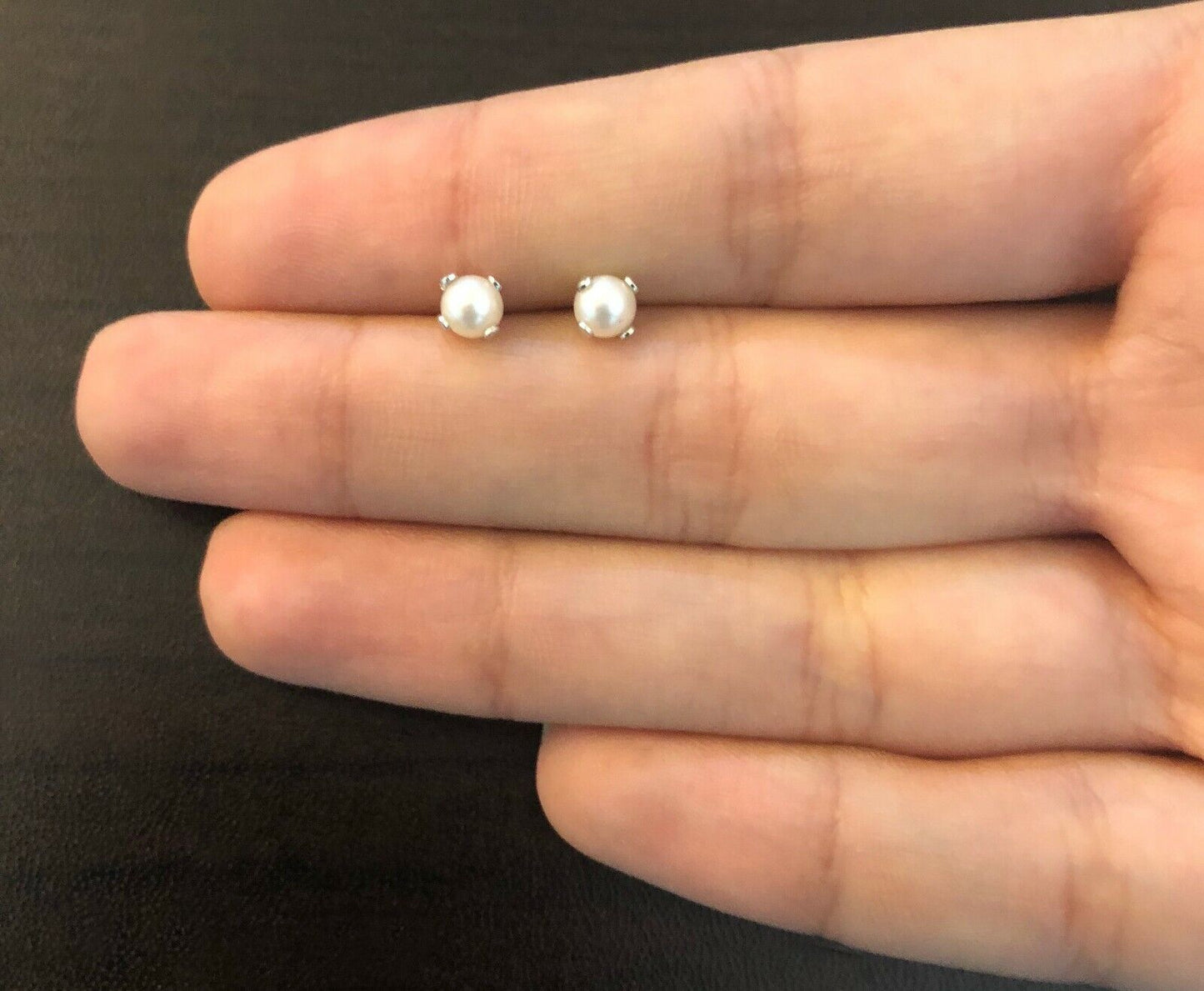Freshwater Pearl 18k Solid Gold 4 mm Butterfly Backs Stud Earrings for Infants