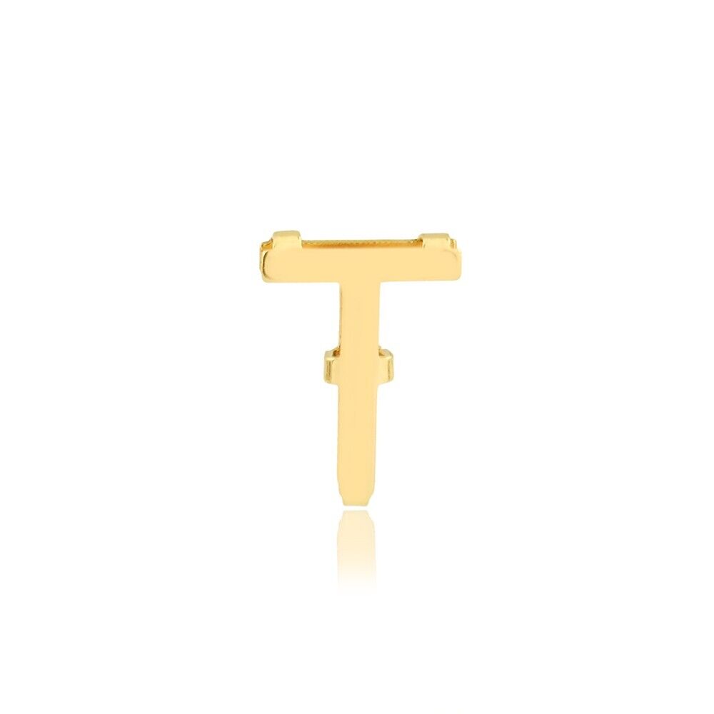 Letter T charm 18k Solid Yellow Gold pendant