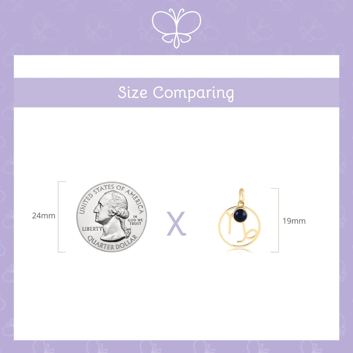 Capricorn Zodiac Sign 14k Solid Gold Medal charm for Chain for Women /Men