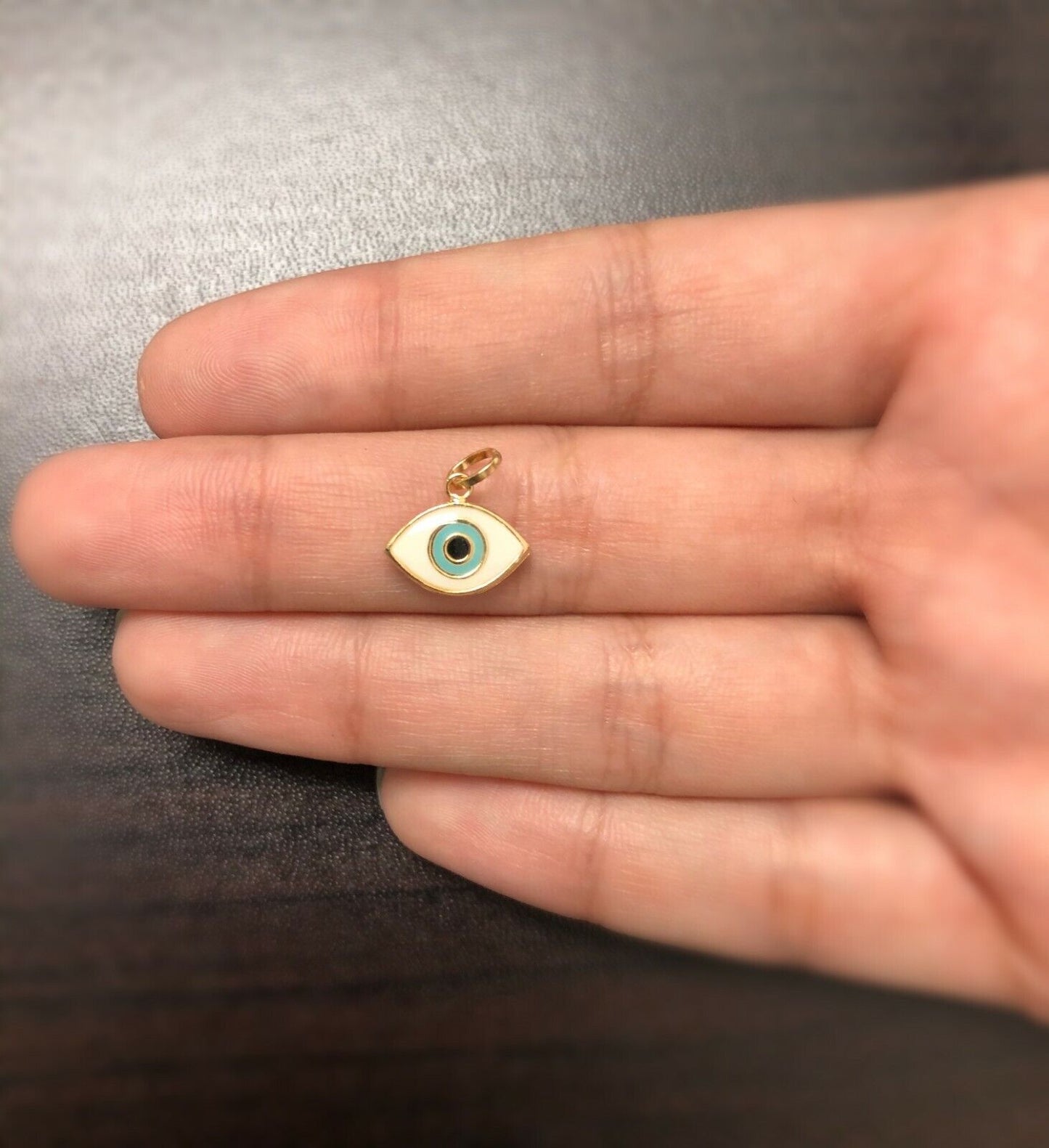 Enamel Evil Eye charm 18k Solid Gold charm for Chain for Teens and Women