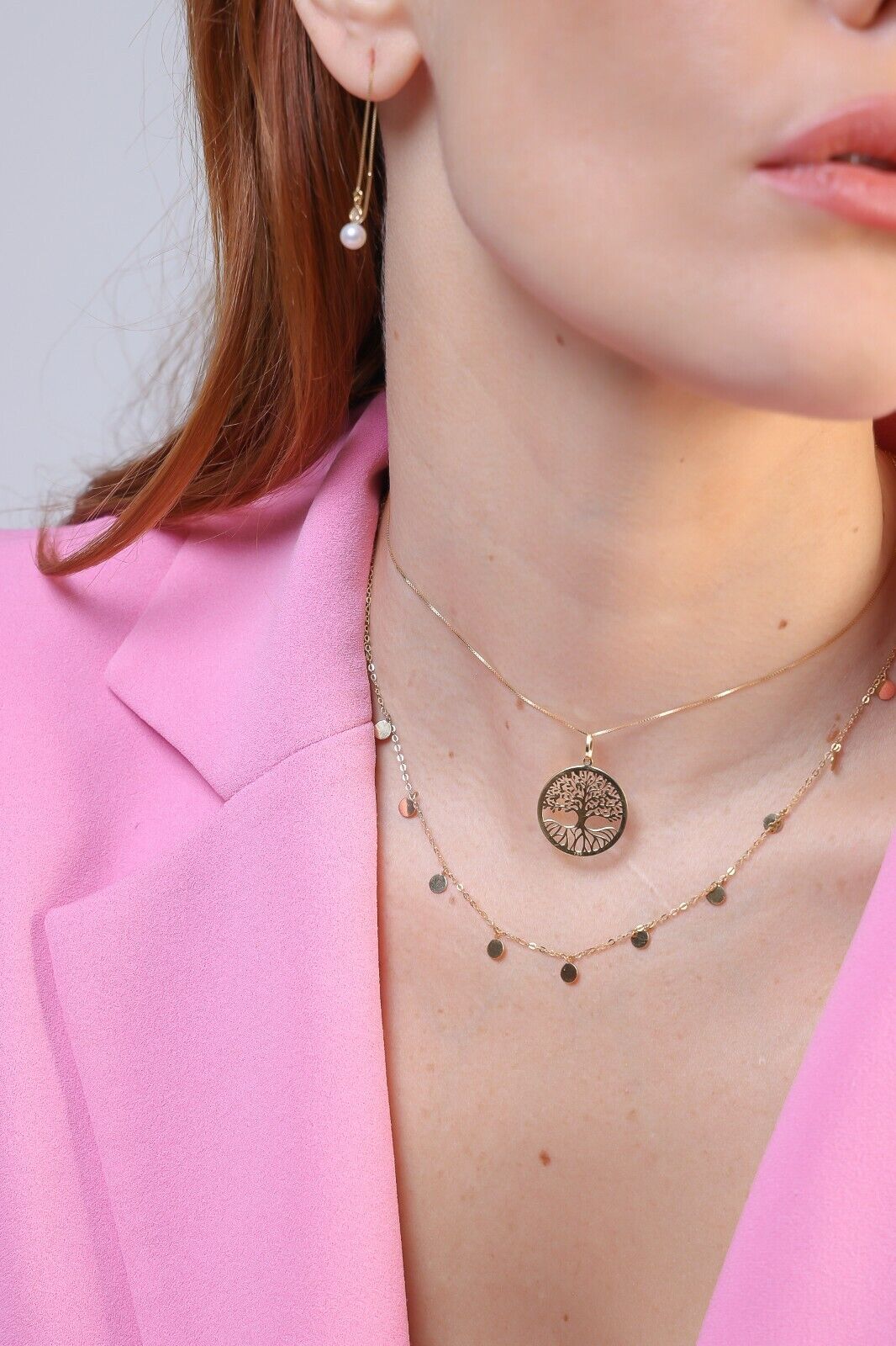 18k Gold Tree Of Life Gift Pendant For Necklace Yellow Gold Tree Of Life Charm for Her 20mm