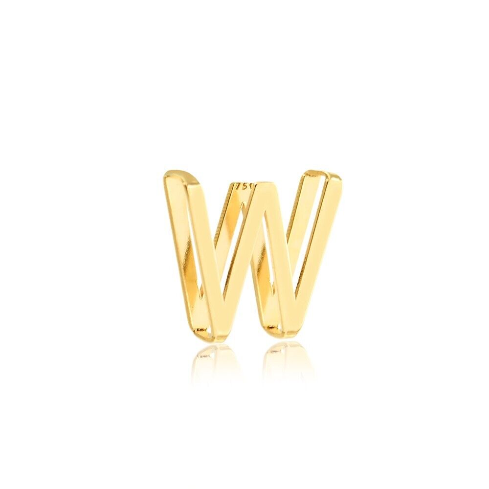 Letter W charm 18k Solid Yellow Gold pendant