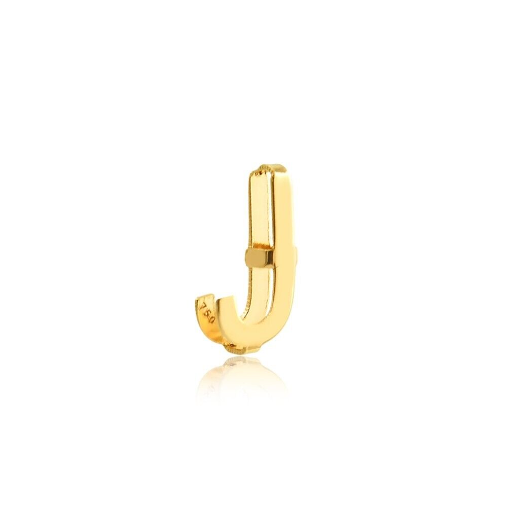 Letter J charm 18k Solid Yellow Gold pendant