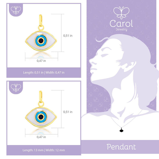 Enamel Evil Eye charm 18k Solid Gold charm for Chain for Teens and Women