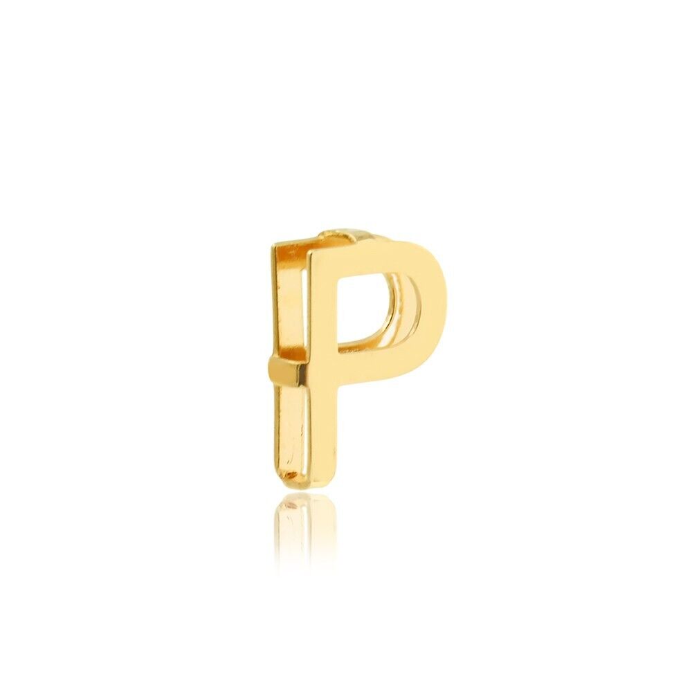 Letter P charm 18k Solid Yellow Gold pendant