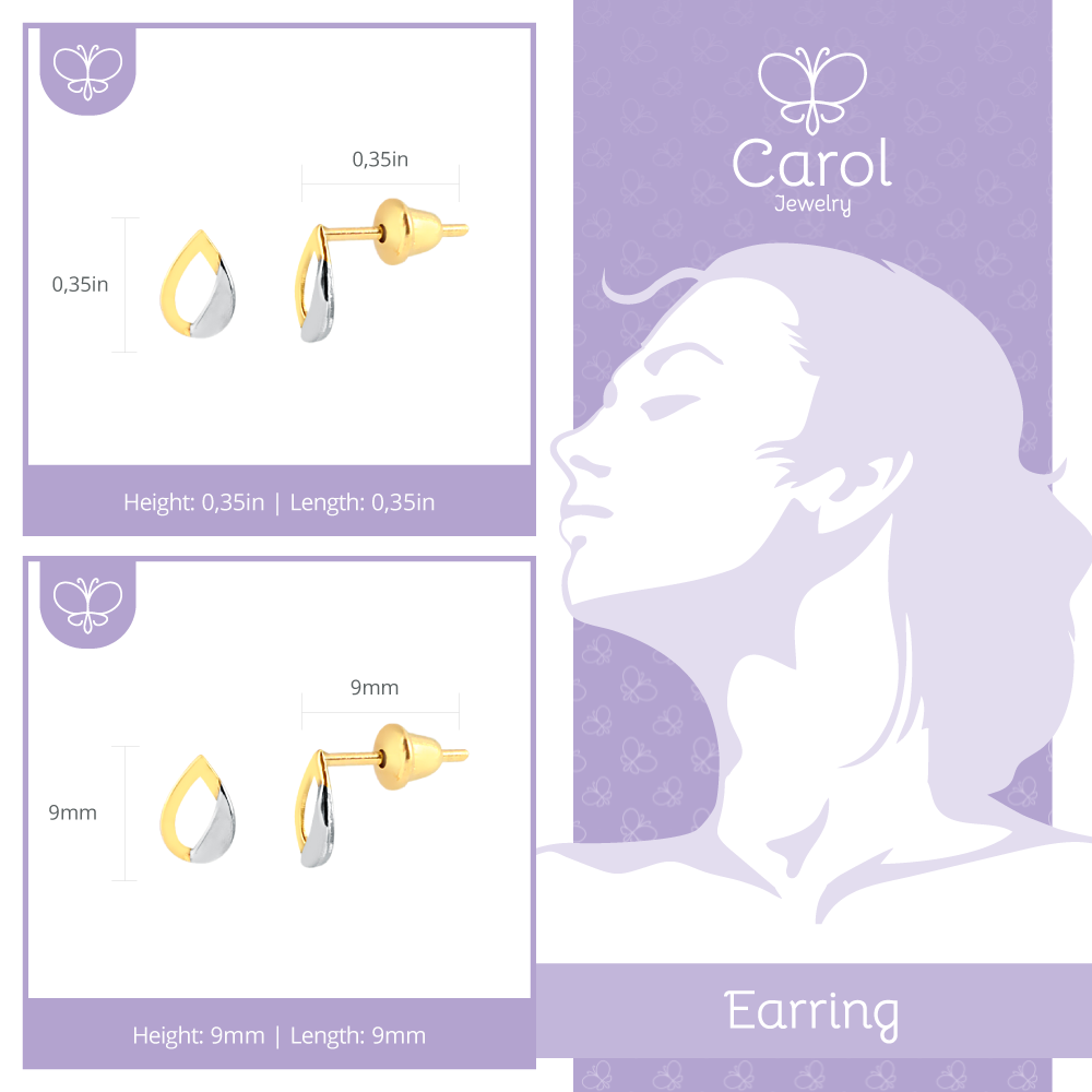 18k Yellow Gold & Rhodium Drop Earrings for Women