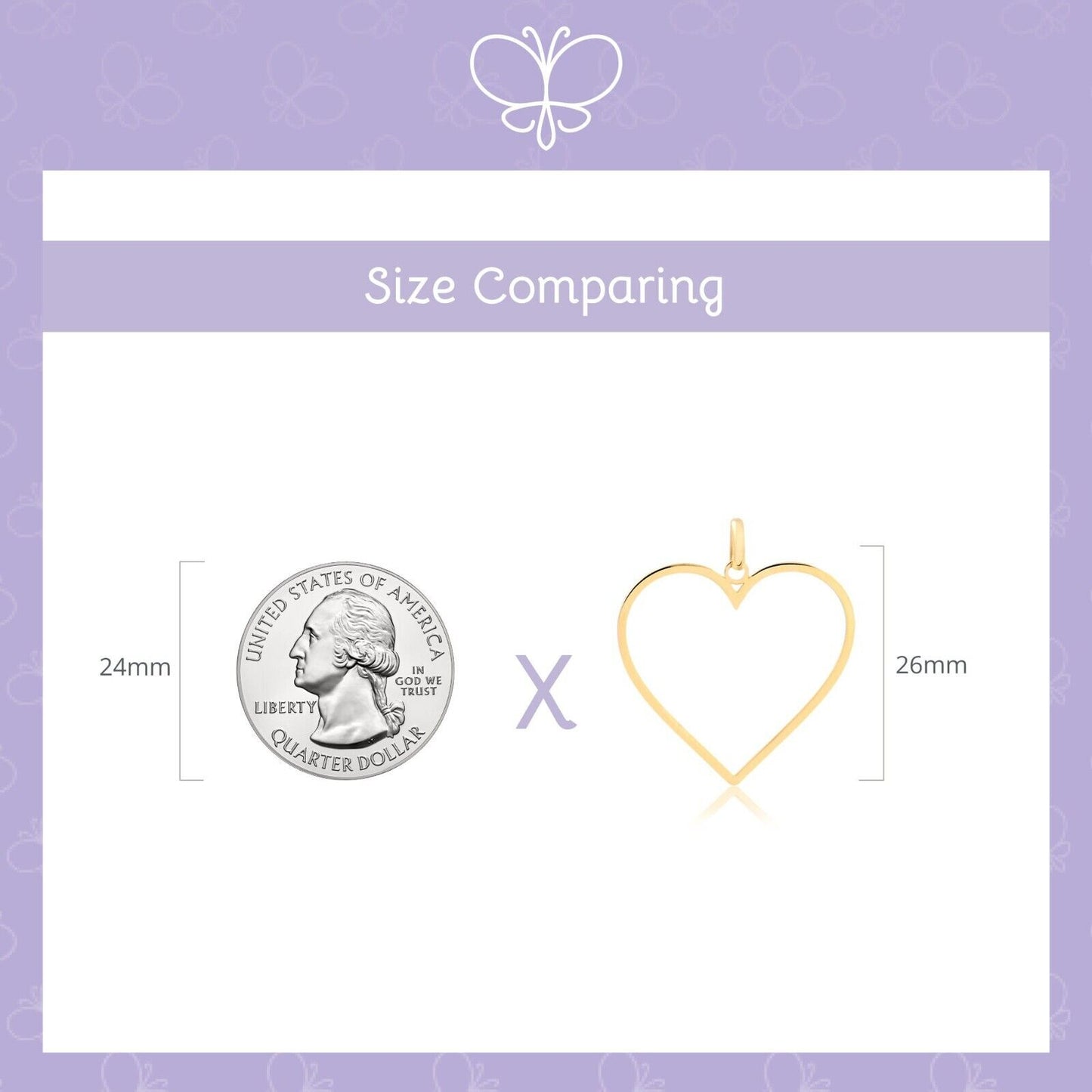 Carol Jewelry 14K Solid Yellow Gold Open Heart Pendant Minimalist Necklace Charm Gift for Mom, Wife and Grama
