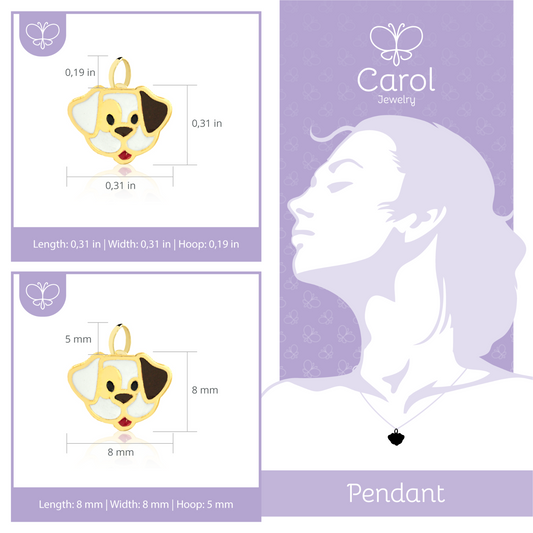 18k Gold Colorful Enamel Dog Pendant | Cute Jewelry for Little Girls