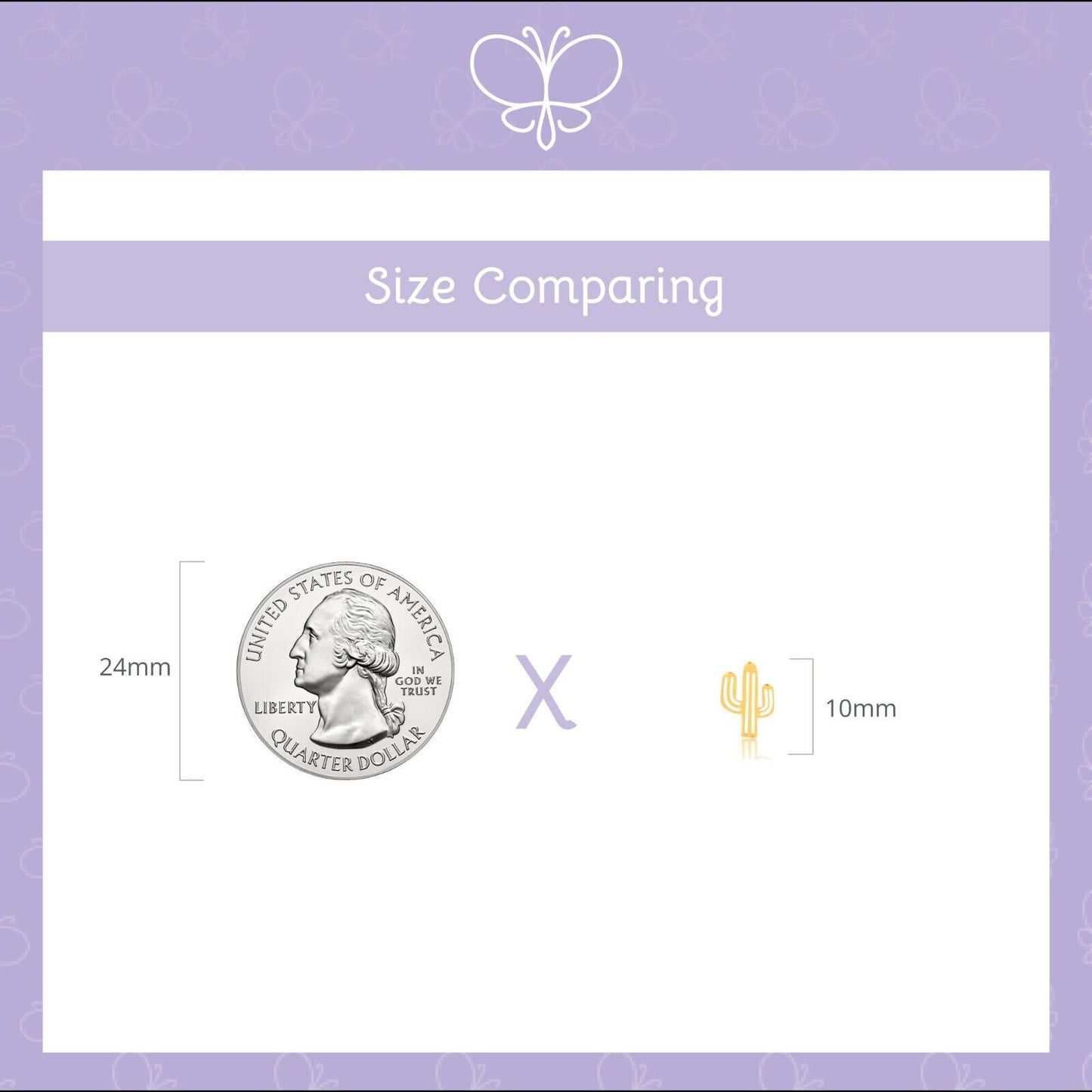 18k Solid Yellow Gold Tiny Cactus Pendant Charm for Women