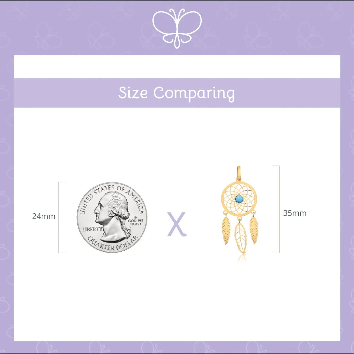 18K Gold Dream Catcher Charm Gift Dream Catcher Turquoise Stone Pendant For Her