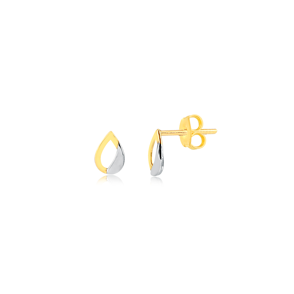18k Yellow Gold & Rhodium Drop Earrings for Women