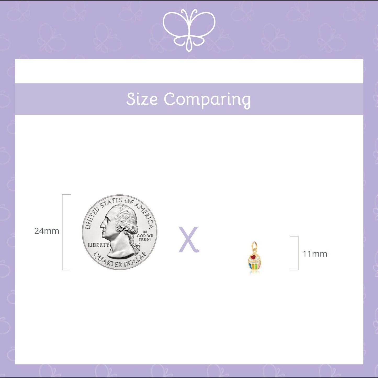 Cupcake 18k Solid Gold Enamel/Resin Charm charm for Chain Girls and Infants
