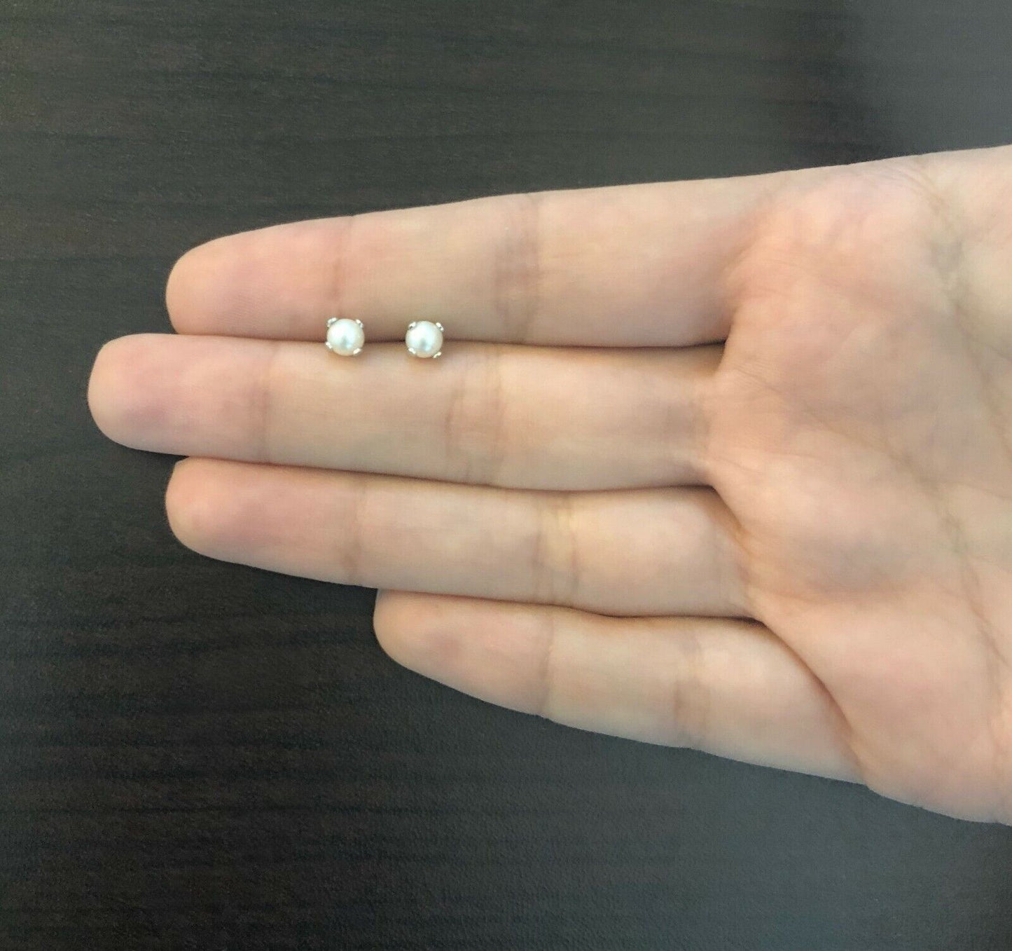 Freshwater Pearl 18k Solid Gold 4 mm Butterfly Backs Stud Earrings for Infants