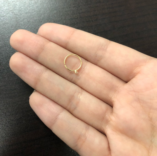 18k Solid Gold Cartilage Hoop Piercing Gold Earring Ring for Women