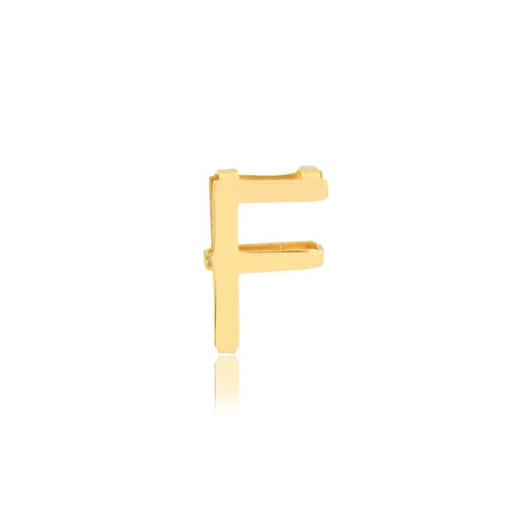 Letter F charm 18k Solid Yellow Gold pendant