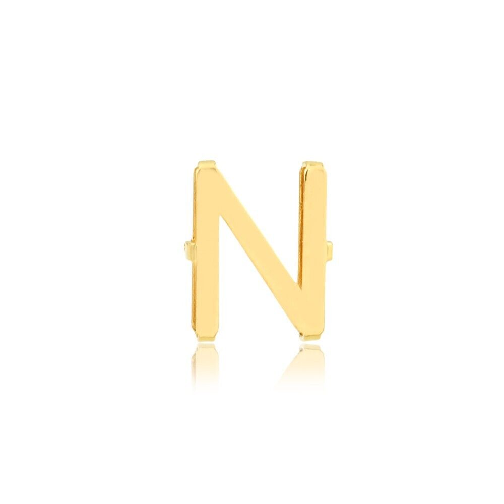 Letter N charm 18k Solid Yellow Gold pendant