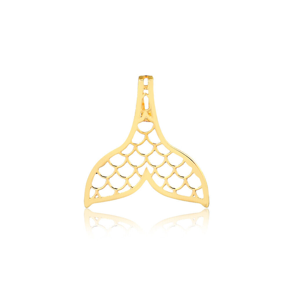 Mermaid Tail 14k Solid Yellow Gold charm for Chain for Girls, Teens Women