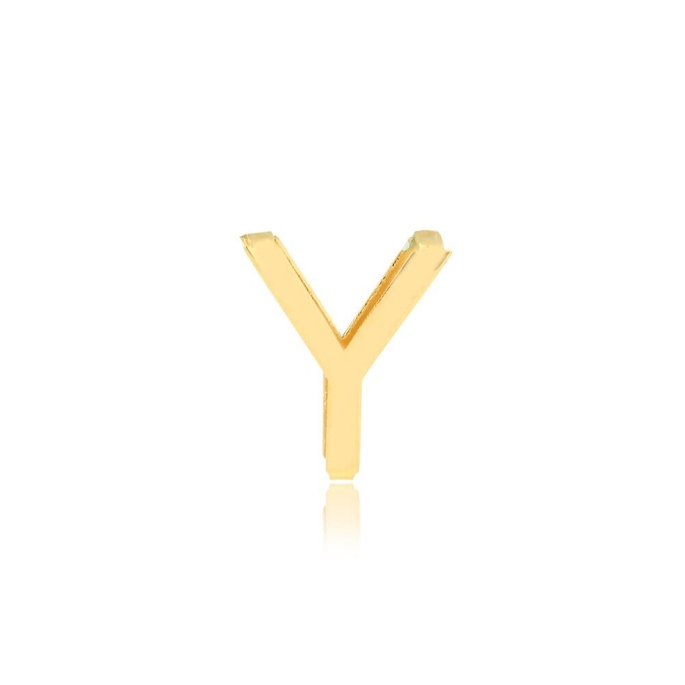 Letter Y charm 18k Solid Yellow Gold pendant