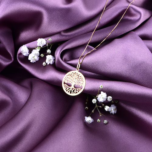 14k Gold Tree of Life Pendant 15mm Charm Necklace Gift for Her