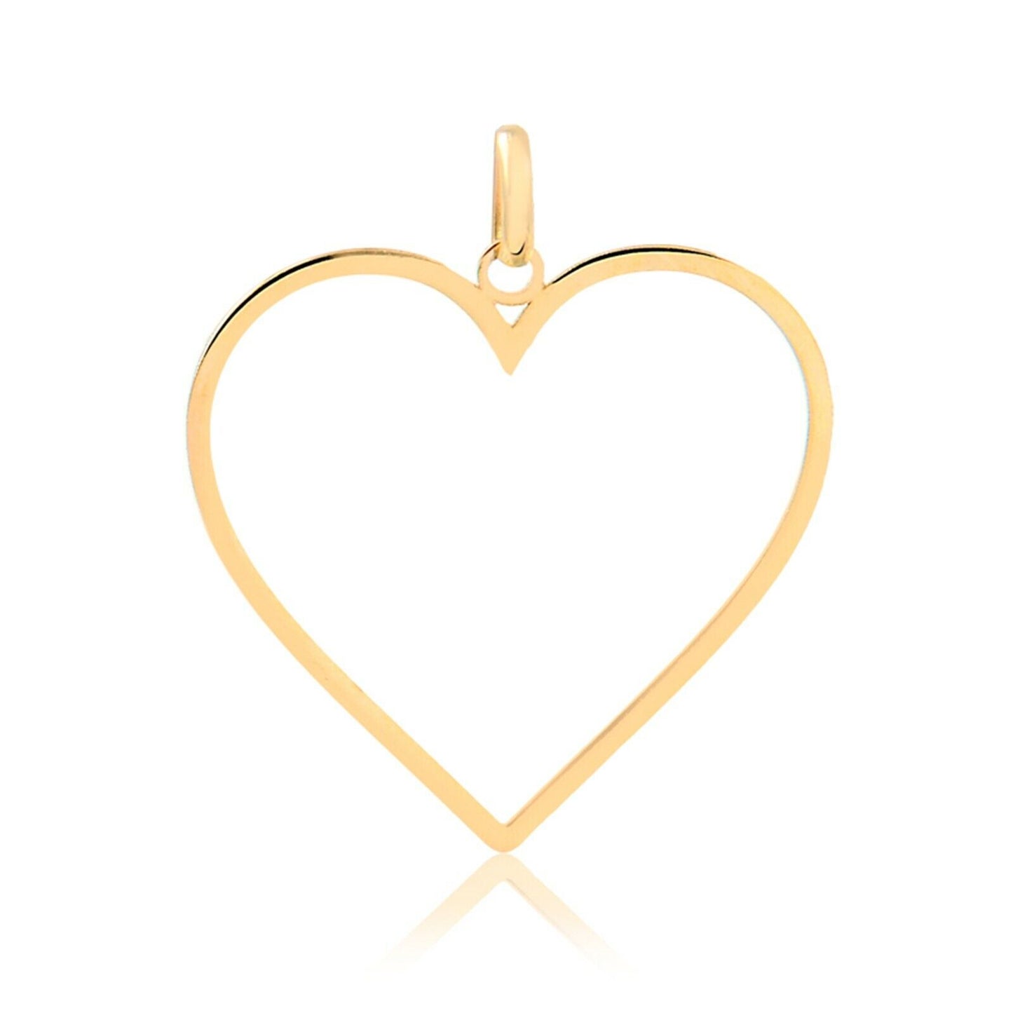 Carol Jewelry 14K Solid Yellow Gold Open Heart Pendant Minimalist Necklace Charm Gift for Mom, Wife and Grama