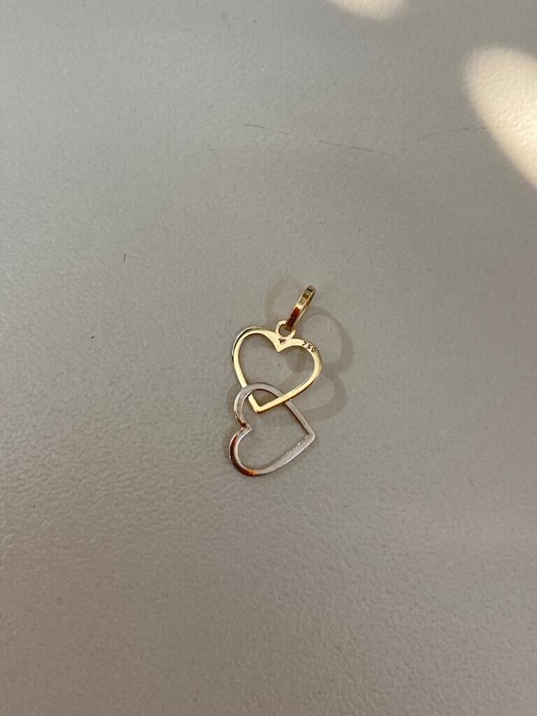 18k Solid Yellow Gold heart handcuff Pendant for Necklace for Teens and Women