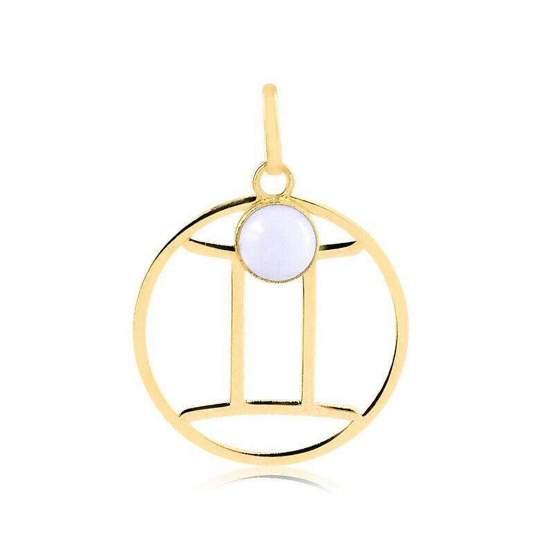 Gemini Zodiac Sign 14k Solid Gold Medal charm for Chain for Women and Men