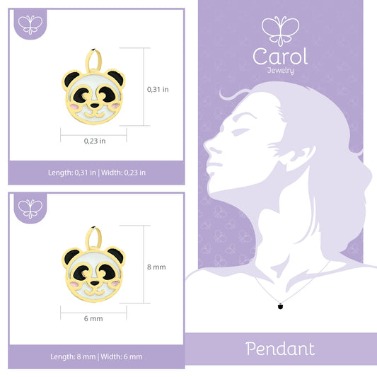 14k Gold Enamel Panda Charm for Cute Kids Jewelry Pendant