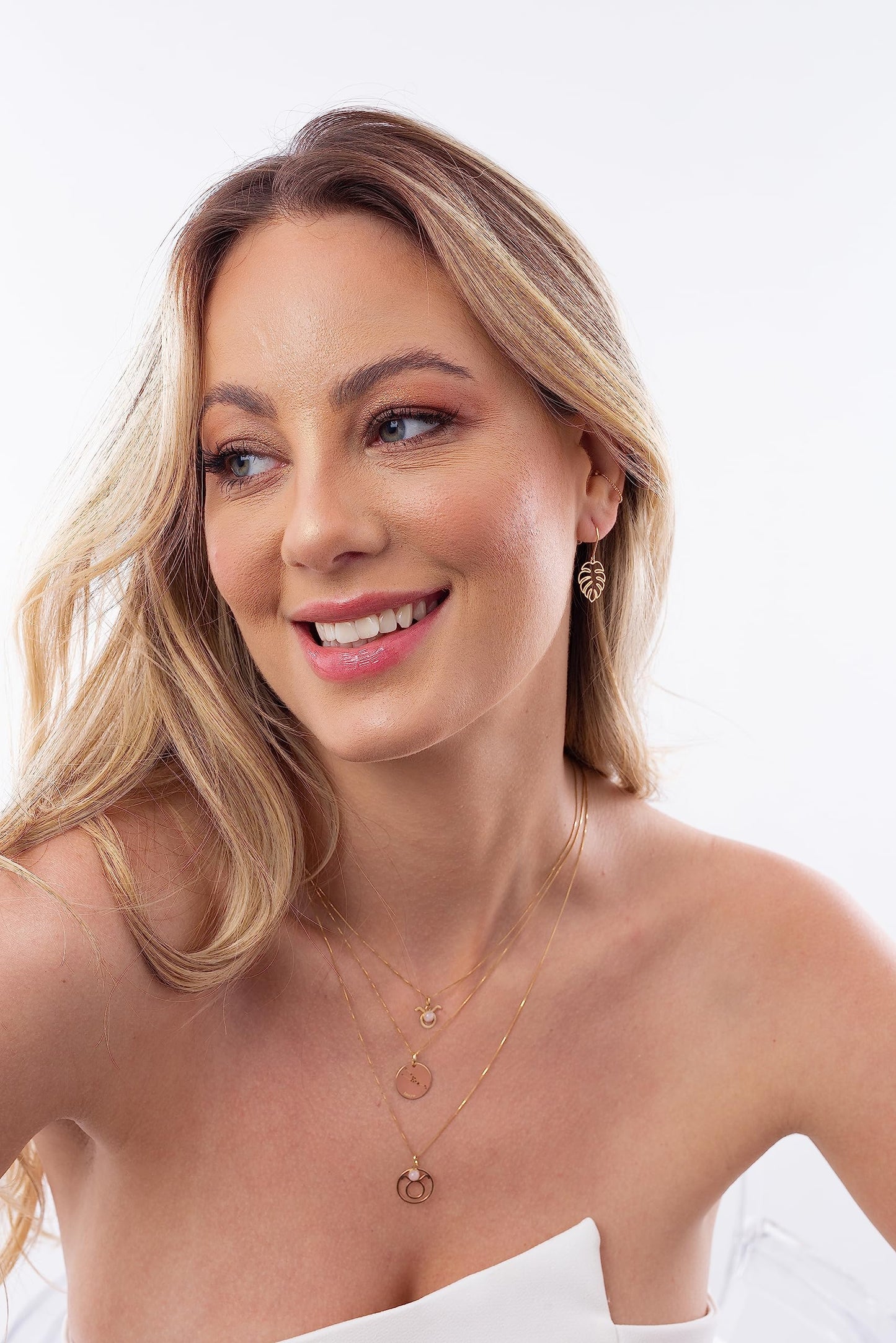 14K Solid Yellow Gold Monstera Leaf Dangle Earrings Tropical Drop Earrings Gift for Women or Nature Lovers
