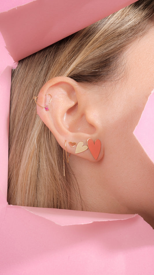 10k Solid Gold Tiny Heart Stud Earrings