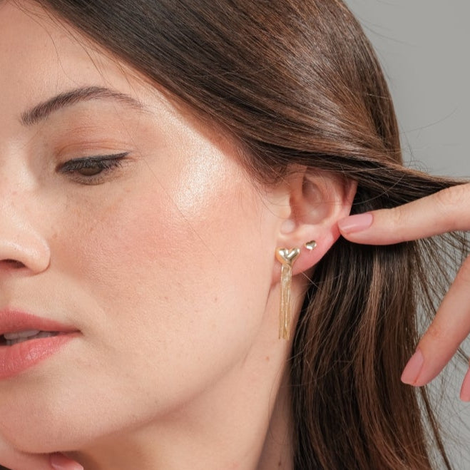 18k Gold Heart Earring Gift For Her Gift Love Yellow Gold Earring