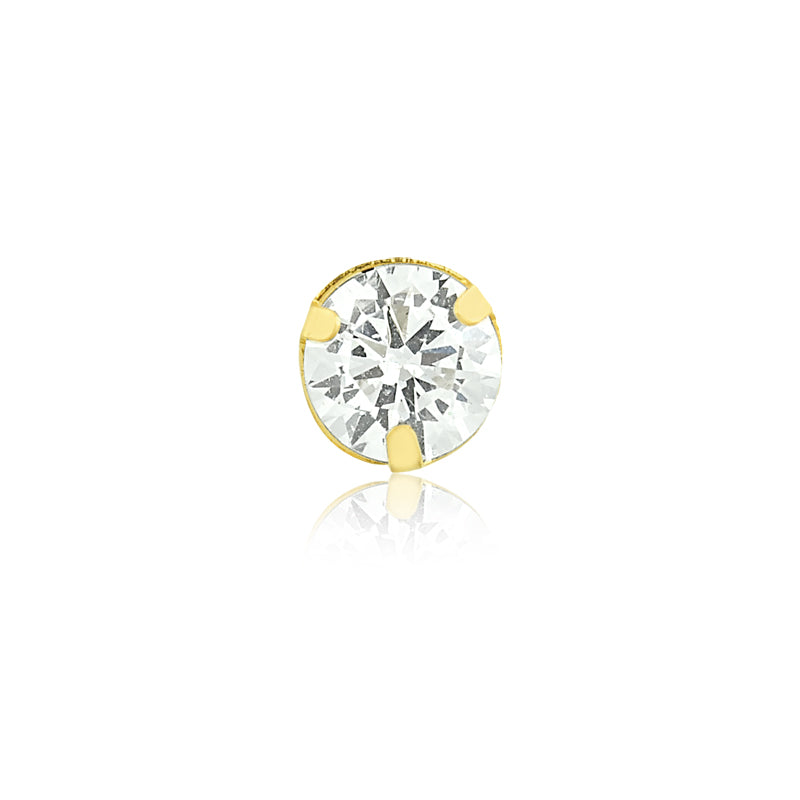 18k Solid Yellow Gold 6mm CZ Solitaire Pendant Classic Charm – Necklace