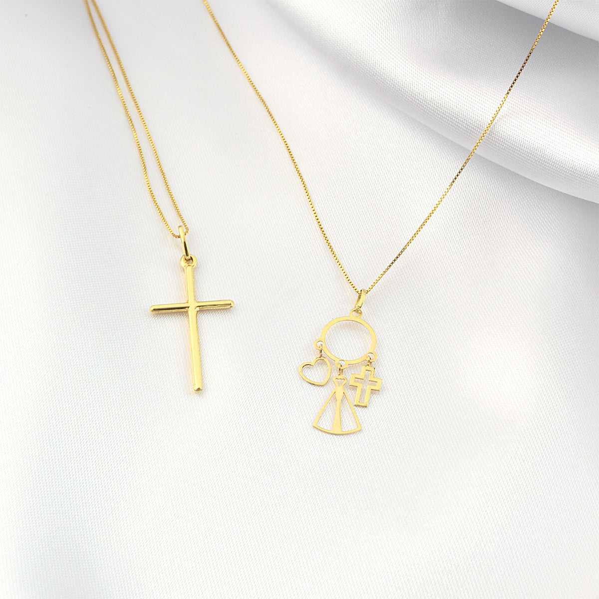 14k Yellow Gold Religious Cross Thin Pendant – chain, Necklace Unissex