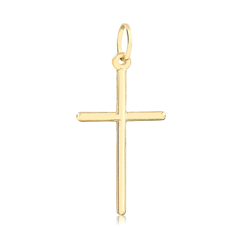 14k Yellow Gold Religious Cross Thin Pendant – chain, Necklace Unissex