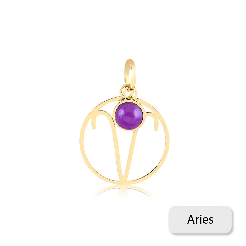 Aries Zodiac Sign 14k Solid Gold Medal charm for Chain for Women and Men