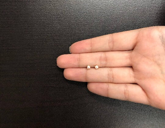 18k Solid Yellow Gold Freshwater Pearl 3 mm Push Backs Stud Earrings for Babies, Infants and Toddlers