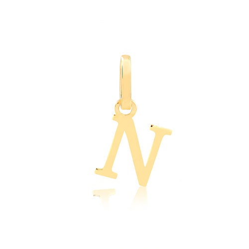 Gold Letter N Sign, 18k Solid Yellow Gold pendant