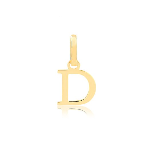 Gold Letter D Sign, 18k Solid Yellow Gold pendant