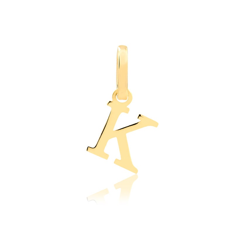Gold Letter K Sign, 18k Solid Yellow Gold pendant