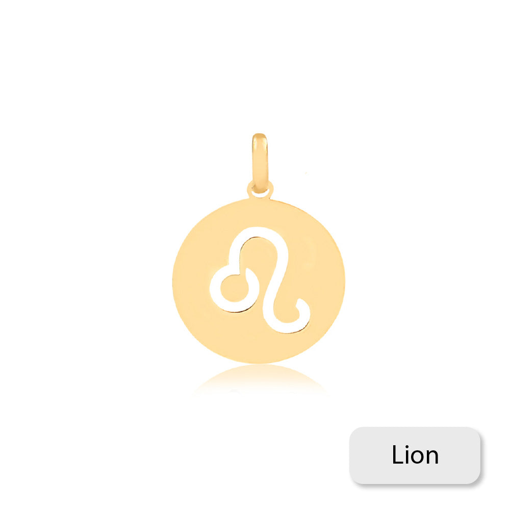 Leo Zodiac Sign 14k Solid Gold Medal charm for Chain for Girls, Women, Men