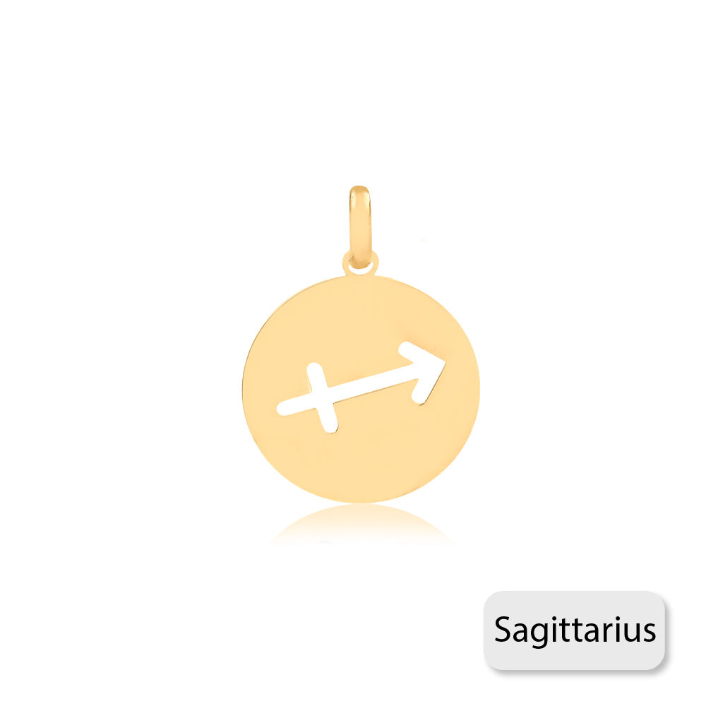 Carol Jewelry 14k Solid Yellow Gold Zodiac Signs Medal charm for Chain for Girls, Teens, Women and Men (Sagittarius)