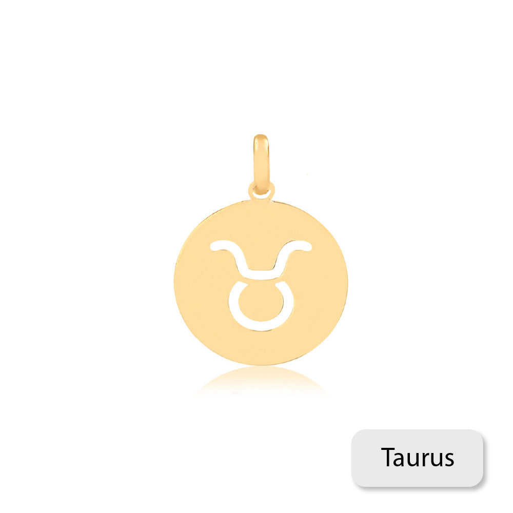 Taurus Zodiac Sign 14k Solid Gold Medal charm for Chain for Teens,Women Men
