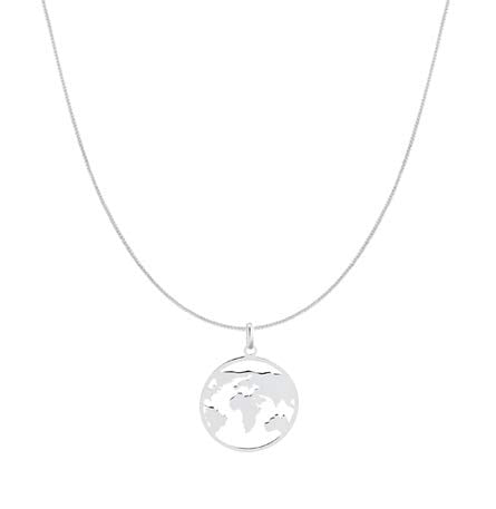 Carol Jewelry 925 Sterling Silver World Map charm for Chain for Women and Men